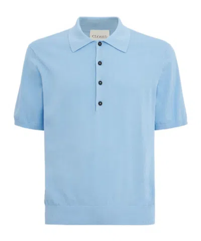 Closed Short Sleeve Cotton Polo Shirt In Blue