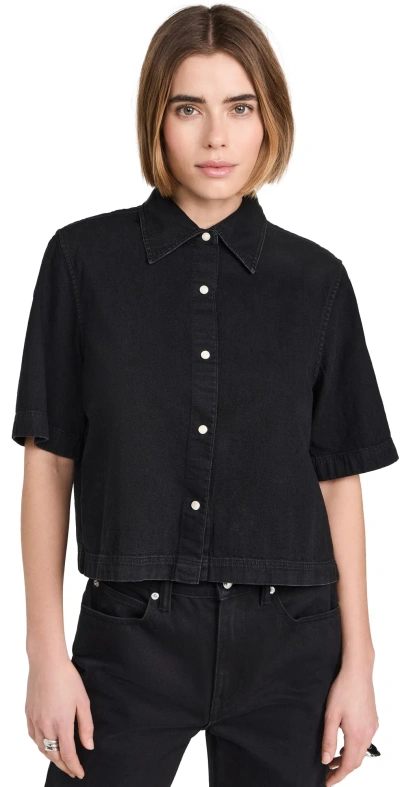 Closed Short-sleeve Denim Shirt In Black