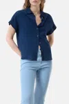 Closed Short-sleeved Blouse In Dark Blue In Blue
