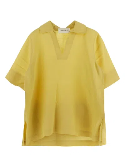 Closed Short Sleeves Blouse In Yellow