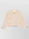 Closed Short Utility Jacket Long Sleeves Pockets In Neutral