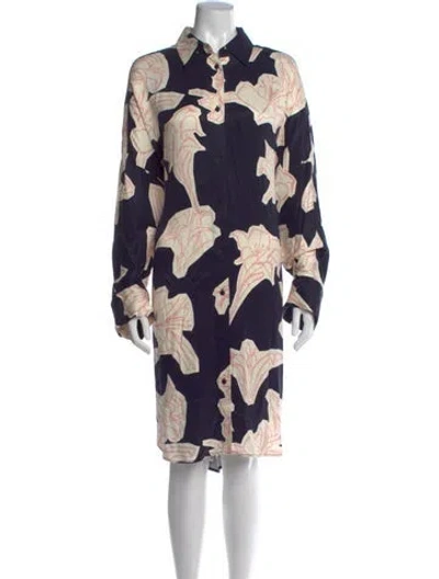 Pre-owned Closed Silk Midi Length Dress In Blue