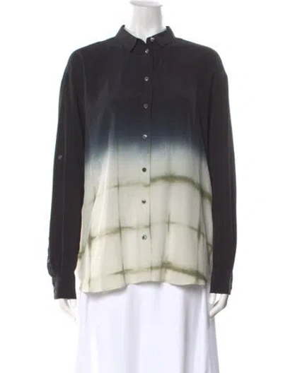 Pre-owned Closed Silk Tie-dye Print Button-up Top In Black