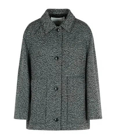 Closed Melange Grey Wool Blend Coat In Gray
