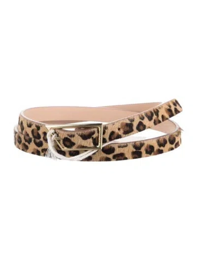 Pre-owned Closed Skinny Ponyhair Belt In Brown