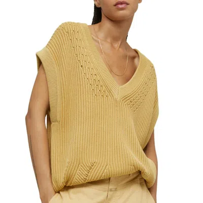 Closed Sleeveless Organic Cotton Sweater In Grain/mustard In Yellow