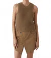 Closed Sleeveless Rib Knit Top In Nutmeg In Brown