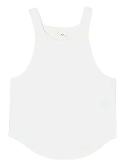 Closed Sleeveless Top In White
