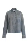 Closed Slim Denim-printed Suede Jacket In Blue