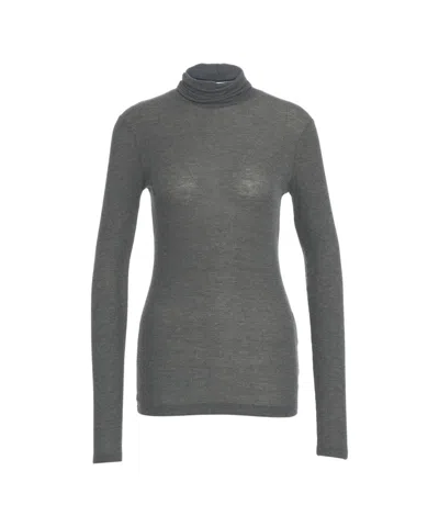 Closed Slim-fit Turtleneck Pullover With Buttoned Back Detail In Gray
