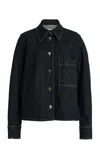 Closed Slim Herringbone Denim Jacket In Blue