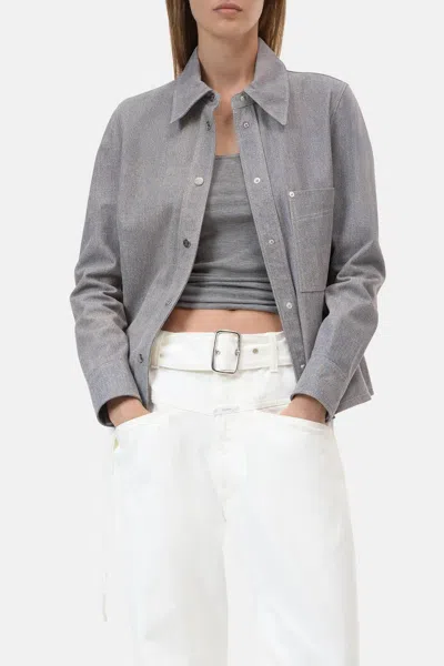 Closed Slim Leather Jacket In Eclipse Blue In Gray