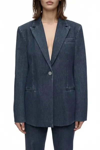 Closed Slim Rigid Denim Blazer In Dark Blue