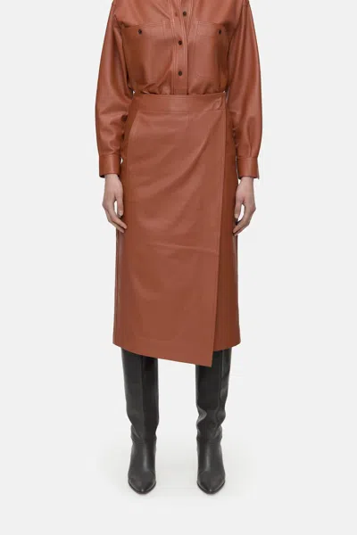 Closed Slim Wrap Skirt In Ferro Brown