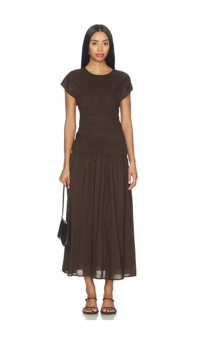 Closed Smocked Dress In Brown