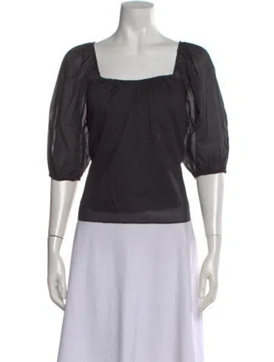 Pre-owned Closed Square Neckline Short Sleeve Top In Black