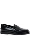 Closed Square-toe Leather Loafers In Black