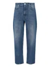 Closed High-waisted Straight-leg Denim Jeans With Worn-in Finish In Blue