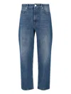 Closed High-waisted Straight-leg Denim Jeans With Worn-in Finish In Blue