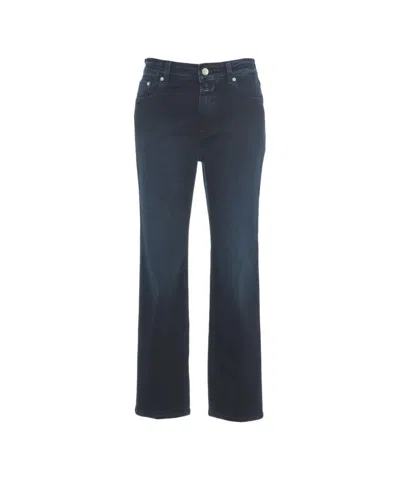 Closed Straight Leg Denim Jeans With Hidden Zipper Closure And Timeless Fit In Blue