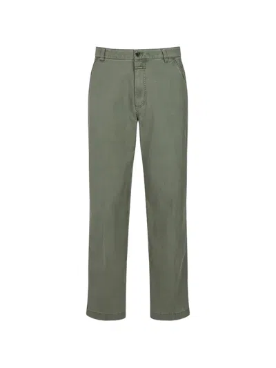 Closed Straight-leg Button-fastening Trousers In Green