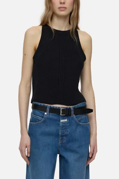 Closed Strap Knit Top In Black