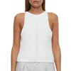 Closed Rib-knit Racer Tank Top In White