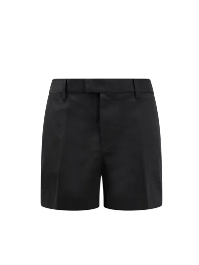 Closed Stretch Cotton Shorts In Black