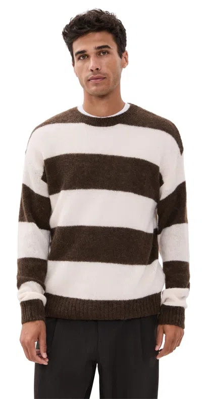 CLOSED STRIPE CREWNECK JUMPER ESPRESSO BROWN