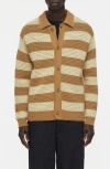 CLOSED STRIPE OPEN STITCH ORGANIC COTTON POLO CARDIGAN