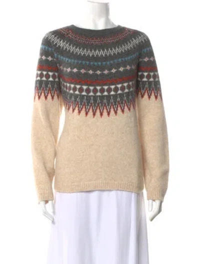 Pre-owned Closed Striped Bateau Neckline Sweater In Neutral