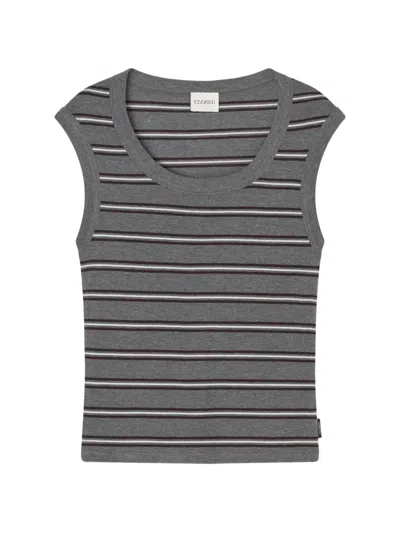 Closed Gestreiftes T-shirt In Gray