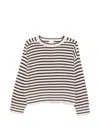 Closed Horizontal-stripe Long-sleeve T-shirt In White