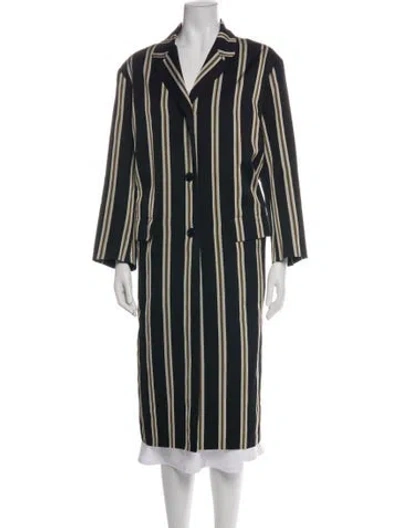 Pre-owned Closed Striped Coat In Black