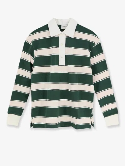 Closed Striped Cotton Rugby Polo Shirt In Green