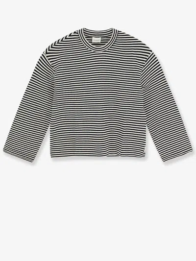 Closed Striped Cotton Sweater In Black