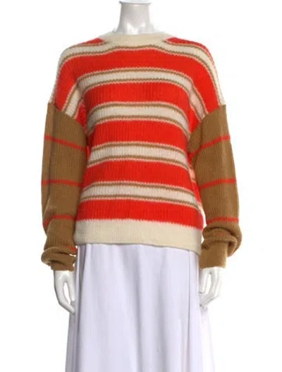 Pre-owned Closed Striped Crew Neck Sweater W/ Tags In Orange