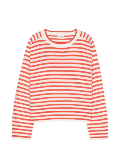Closed Striped Crew-neck T-shirt In Red