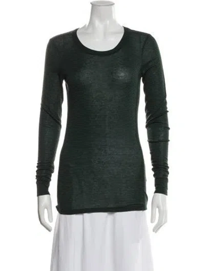 Pre-owned Closed Striped Crew Neck Top In Green