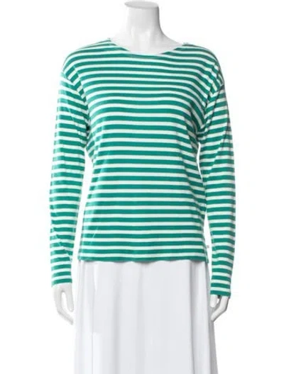 Pre-owned Closed Striped Crew Neck T-shirt In Green