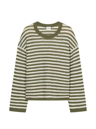 Closed Striped Crew-neck Sweater In Green