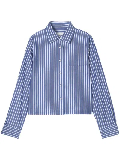 Closed Striped Cropped Shirt In Multicolor