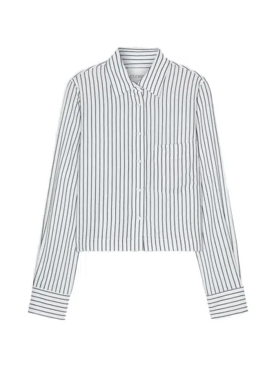 Closed Striped Crop-shirt In Neutral