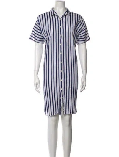 Pre-owned Closed Striped Knee-length Dress In White