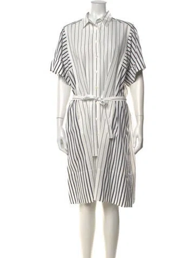 Pre-owned Closed Striped Knee-length Dress In White