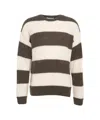 Closed Striped Knit Sweater With Ribbed Details In Brown