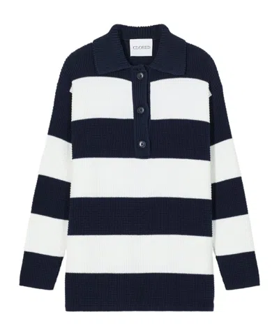 Closed Striped Knitted Polo Top In Multi