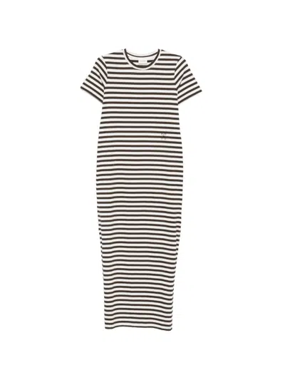 Closed Striped Logo-print Dress In White
