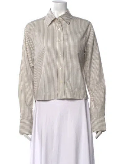 Pre-owned Closed Striped Long Sleeve Button-up Top In Multicolor