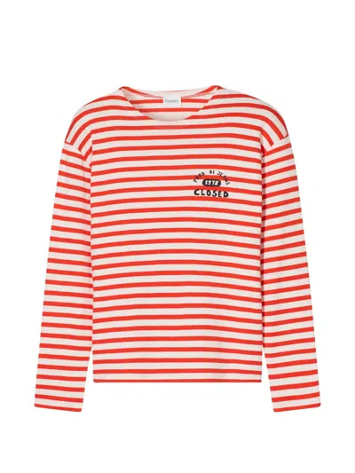 Closed Striped Long-sleeves T-shirt In White